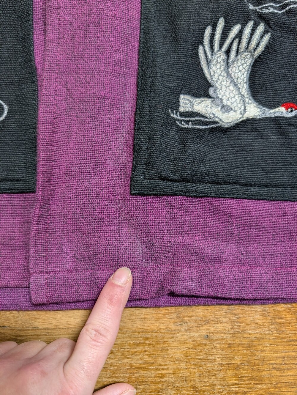 Vintage Art to Wear Japanese Crane Embroidered Vest Purple Black Woven Asian Med - Picture 6 of 16